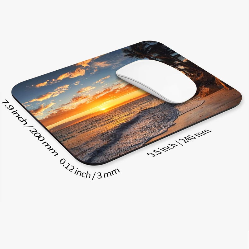 Armanza Square Mouse Pad Beach Sunset, Personalized Premium-Textured Custom Mouse Mat Design, Washable Mousepad Cloth, Non-Slip Rubber Base Computer Mouse Pads for Wireless Mouse - Image 2